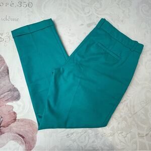 J. Crew Cafe Capri Blue Green 100% Wool Cuffed Size 6